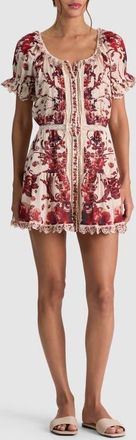 Alice & Olivia McLaine Embroidered Puff-Sleeve Dress in Orchard Glow at Nordstrom, Size 10