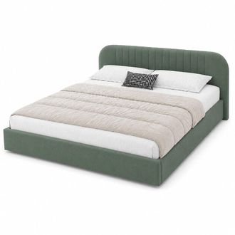 Concept Usine Cama con ba&uacute;l de almacenamiento de 160 x 200 cm en terciopelo verde
