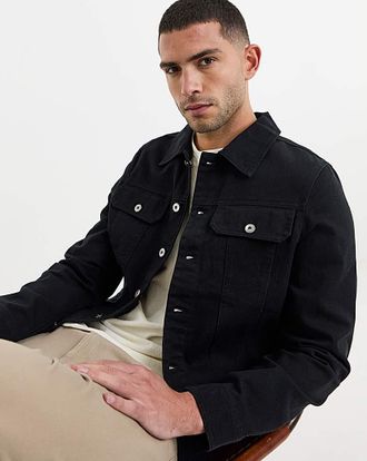 Jacamo Black Twill Trucker Jacket