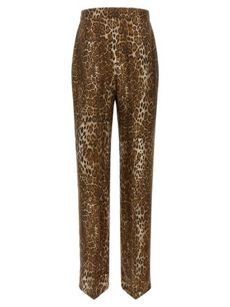 Max Mara Leopard-Print Silk Trousers - Brown