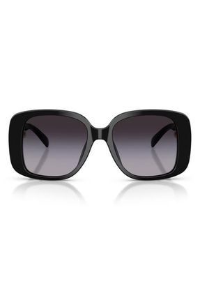 Tory Burch 53mm Gradient Square Sunglasses in Black /Light Grey Gradient Dark Grey at Nordstrom