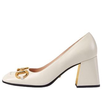 Gucci (WMNS) Gucci Mid-heel pump with Horsebit White Leather 643886-C9D00-9022