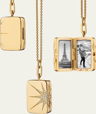 Monica Rich Kosann 18k Gold Sun and Star Diamond Locket Necklace