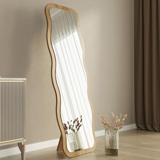 Dmora Espejo Bissone, Forma Rectangular, Tipo De Pie, Estructura Transparente, 50x160h Cm Roble Marr&oacute;n