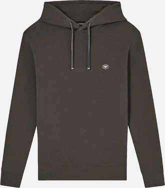 Emporio Armani Mens Patch Logo Pullover Grey Hoodie - Size: 36