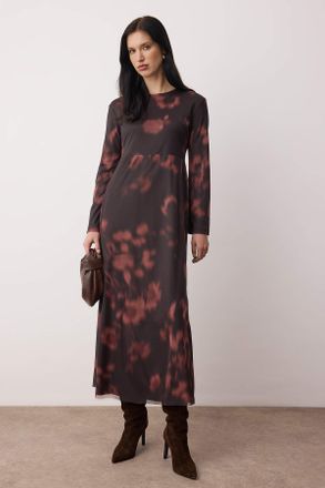Trendyol Modest Dames Meerkleurig Tie-dye print Maxi Lang Casual Bodycon Modest Jurken