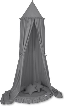 OEM Set: Baldacchino Sospeso Per Cameretta, Nido Con Volant, Cuscini - Antracite