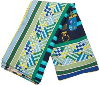 Herm&egrave;s Pre-owned Scarves, female, Multicolor, Size: ONE SIZE Pre-owned Colliers de Chiens Shawl