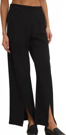 Nation Ltd Lincoln Front Slit Knit Pant In Jet Black