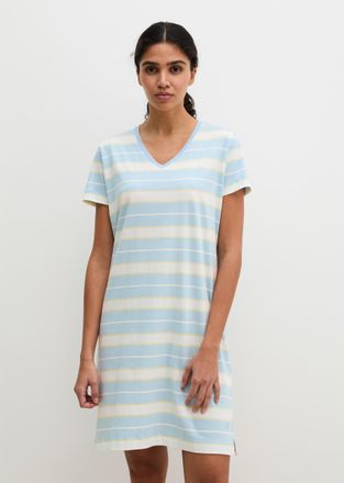 Marc O'Polo Nachthemd MARC OPOLO Mix N Match Cotton, Damen, Gr. XL (46), N-Gr, niagara mist stripe 2, Single Jersey, Obermaterial: 100% Baumwolle, bequem kniefrei