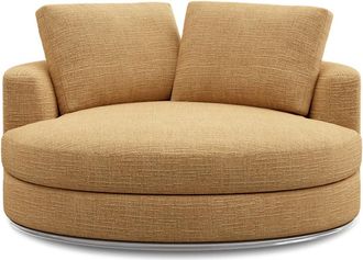 Castlery Hamilton Swivel Armchair 51.2 Customized, (Washed Chenille) Caramel, Machine Washable, 360-&deg; Swivel for Men