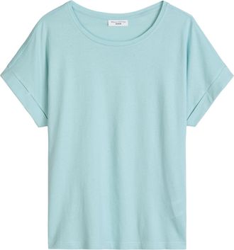 Marc O'Polo Denim T-Shirt MARC OPOLO DENIM, Damen, Gr. XL, blau fog, Jersey, Obermaterial: 100% Baumwolle, relaxed fit normal, Rundhals, Umschlagbund, Shirts T-Shirt, r