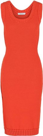 Ferragamo Womens Sleeveless Midi Ribbed Dress In Orange