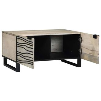 Berkfield Home Coffee Table White, Black 80 x 50 x 40 cm Solid mango wood