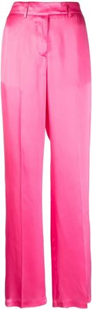 Semicouture satin-finish straight-leg trousers - women - Acetate/Silk - 44 - Pink