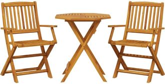 vidaXL Muebles Cafeter&iacute;a Plegables 3 Pzas Madera Maciza Acacia Vidaxl