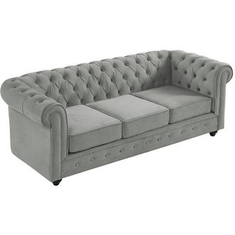 Vente-Unique Vente-unique - Divano chesterfield 3 posti in velluto Grigio