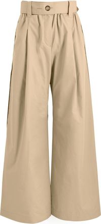 Moncler Wide-leg Cotton-blend Poplin Trousers - Beige - 44 (UK12 / M)