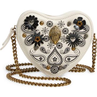 Kurt Geiger Kensington Heart & Flowers Crossbody Bag in Open White at Nordstrom