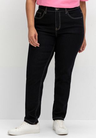 Sheego Bequeme Jeans SHEEGO, Damen, Gr. 50, Normalgr&ouml;ssen, blau (blau schwarz denim), 81% Baumwolle, 17% Polyester, 2% Elasthan, unifarben, lang, Jeans Beque