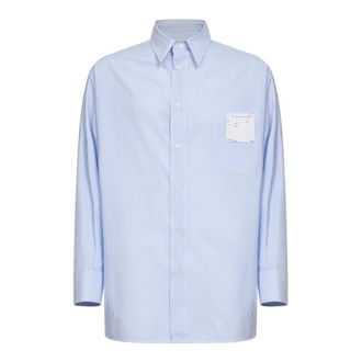 Maison Margiela Casual Shirts, male, Blue, Size: L Striped Poplin Shirt