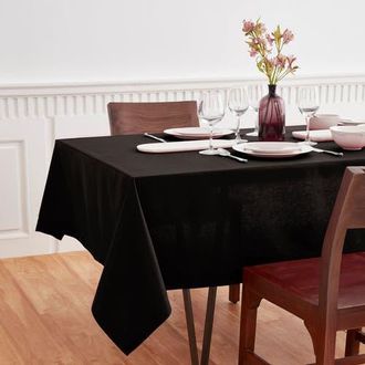Solino Home Cotton Linen Plain Tablecloth for Dining Table, Holiday and Everyday Dining Table Decor - Dru in Black at Nordstrom, Size X-Small