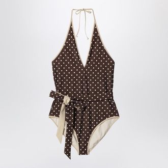 Valentino Brown swimsuit with Plusdepois motif