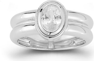 Glaze Jewelry Oval Cut Cubic Zirconia Band Ring in Silver at Nordstrom Rack, Size 9