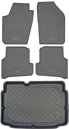 OEM Volkswagen Polo V 6r Hatchback (3/5 Puertas) De 05.2009 A 09.2017. Juego: Alfombrillas De Goma Para Coche + Alfombrilla Para Maletero