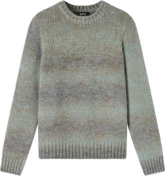 A.P.C. A.p.c. - Marcos Gebreide trui met ronde hals - Heren - Truien - Blauw - Maat: L Wol