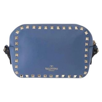 Valentino Pre-owned Rockstud Camera Crossbody Bag - Dames - Pre-owned - Blauw - Maat: ONE Size Leer