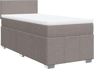 vidaXL Cama Box Spring Con Colch&oacute;n Tela Gris Taupe 80x200 Cm Vidaxl