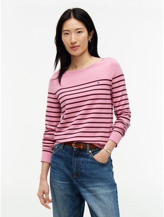Tommy Hilfiger Womens Striped Boatneck Sweater - Mystic Pink - XXL