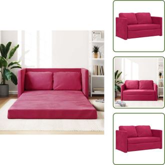 vidaXL The Living Store Divano Letto da Terra 2 in 1 Rosso Vino 122x204x55cm Velluto - Divano da terra