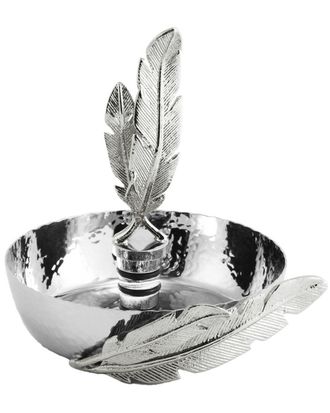 Michael Aram Feather Wine Coaster and Stopper Set