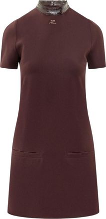 Courr&egrave;ges Brown Mock Collar Dress