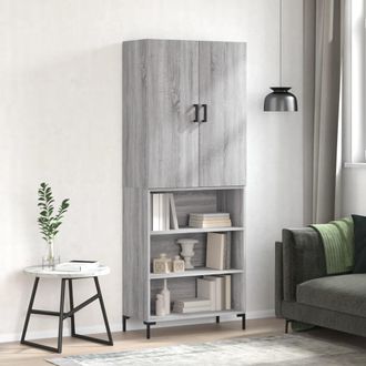 vidaXL Vidaxl - Aparador Alto Madera Contrachapada Gris Sonoma 69,5x34x180 Cm