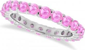 Allurez Pink Sapphire Eternity Ring Anniversary Band 14k White Gold (1.07ct)