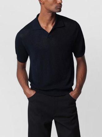 Tagliatore textured fabric shirt polo collar short sleeves
