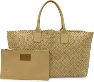 Bottega Veneta Intrecciato Beige Multi-Color Leather Pouch Tote Bag (Pre-Owned)