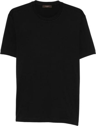 Zanone Cotton T-shirt met ronde hals - Heren - T-shirts - Zwart - 3XL - Katoen - Tops