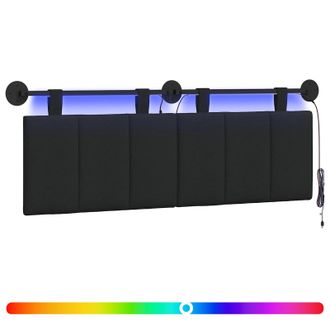 vidaXL Cabecero Colgante Con Luz Led Negro Tela Vidaxl