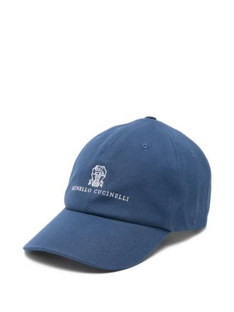 Brunello Cucinelli logo-embroidered baseball cap - Blauw