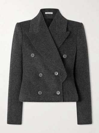 Alexander McQueen Blazer Doppiopetto In Feltro Di Lana - Grigio