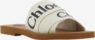 Chloé Flache Pantoletten aus Leinen Woody