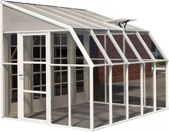 Palram Lean To Greenhouse Sun Room Clear 8X10 - L322 x W257 x H266 cm in White
