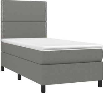vidaXL Cama Box Spring Con Colch&oacute;n Tela Gris Oscuro 100x200 Cm Vidaxl