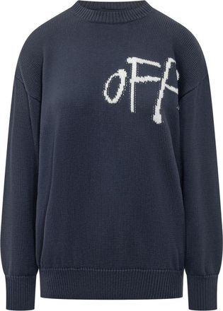 Off-white Blue Logo Crew Neck Sweater