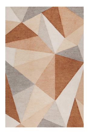 Wecon Home Alfombra gr&aacute;fica de pelo corto en tonos de ladrillo y gris 80x150