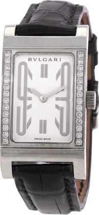 Bulgari Pre-owned Bvlgari Rettangolo White Dial Ladies Watch RTW39GD2L